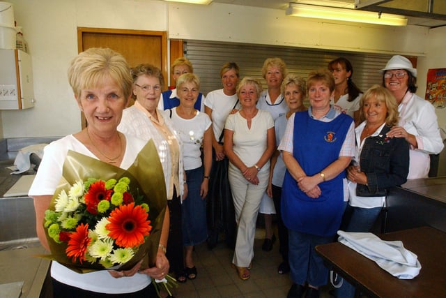 Flora Arnott celebrated 25 years at Fellgate Primary School in 2003. Were you pictured as you helped her to mark the occasion?