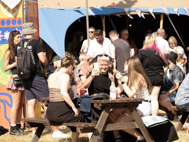 Enjoying a well-earned drink at Tramlines 2026.