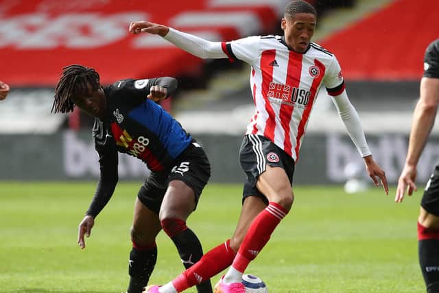Daniel Jebbison put himself about on his debut for Sheffield United against Crystal Palace at the weekend: Simon Bellis/ Sportimage