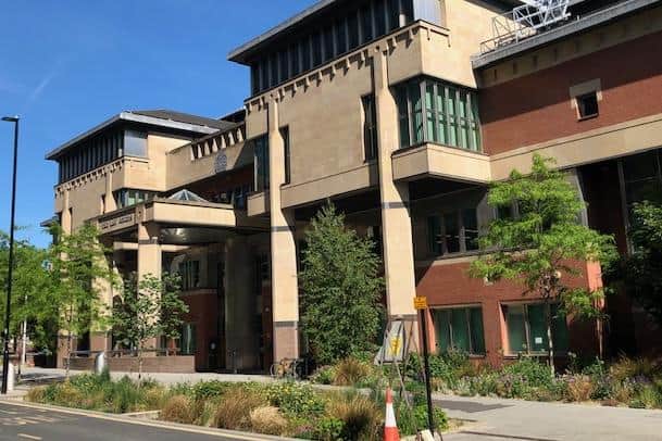 Sheffield Crown Court, pictured, heard how a bereaved thug who attacked three family members has been given a community order.
