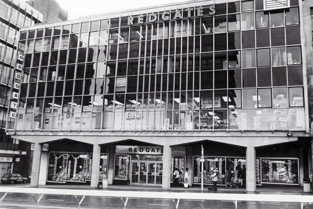Redgates toy shop again, pictured here in 1986, with this photo giving a better idea of the scale of the shop at the top of The Moor in Sheffield city centre