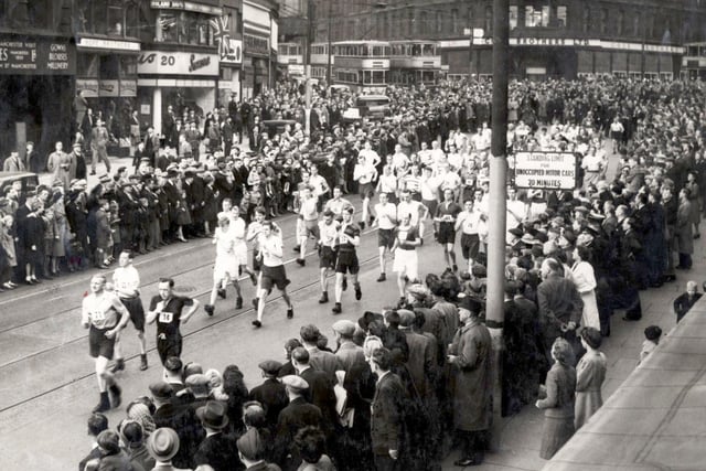 The start of the Star Walk in High Street, Sheffield,  June 11, 1946