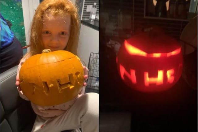 Katelyn and her 'thank you NHS' pumpkin carving. She made headlines throughout lockdown for bringing smiles to the community with her artwork. Good stuff Katelyn!