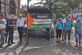 A protest in support of Palestinian rights outside Sheffield Town Hall (September 6). Picture: Julia Armstrong, LDRS