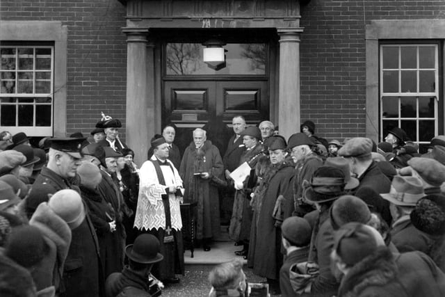 The official opening of the West Hartlepool Isolation Hospital at Brierton in February 1933.