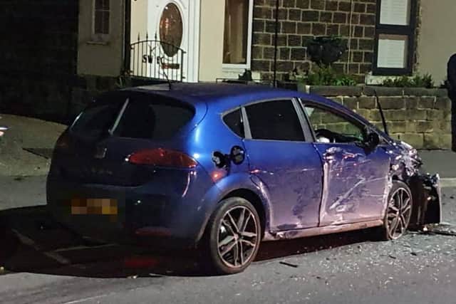 A witness said two people had got out of a blue Seat Leon and fled following the crash in High Green, Sheffield