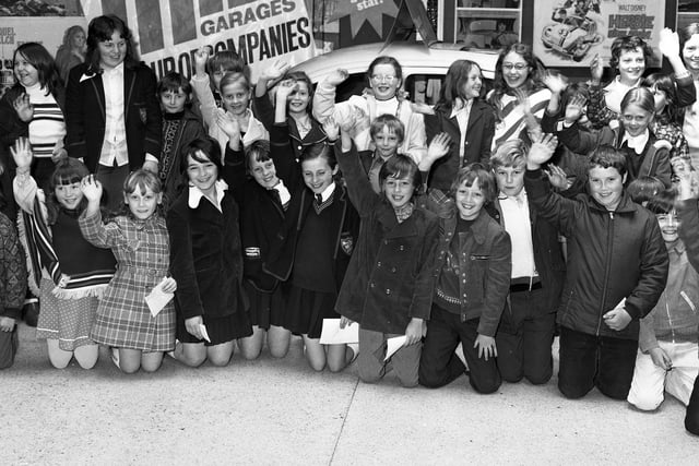 Members of the Echo Chipper Club are pictured before a showing of the film Herbie Rides Again.  Can you recognise anyone you know in this 1974 photo?