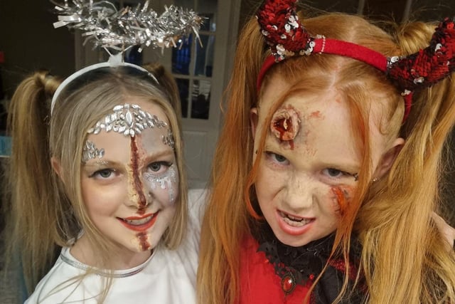 Evelyn and Lilly, both aged 10, with some great special effects makeup.
