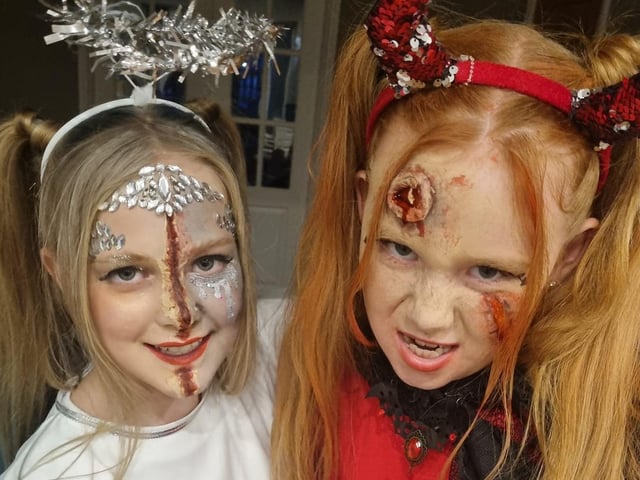 Evelyn and Lilly, both aged 10, with some great special effects makeup.