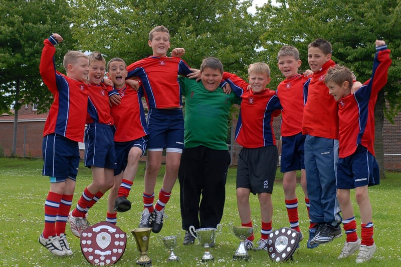 The West Boldon Primary School team have plenty of reason to feel delighted. Just look at the trophies they won in 2008.