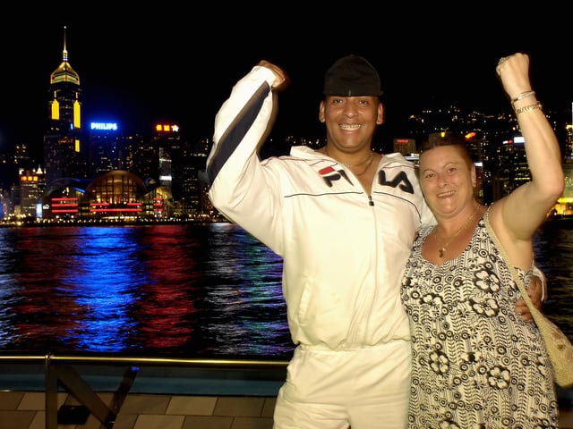 Kevin White and Diane Roberts, from Bedhampton, enjoy a night out in Hong Kong.