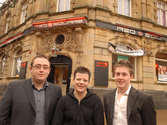 In 2008 Lindsey Lowde, Manager of the Red on the Square was pictured with Richard Wells and Scott Jordan outside the pub which has been awarded a five stars rating for food and cleanliness
