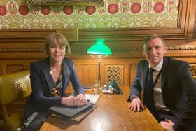 North East Derbyshire MP Lee Rowley meets with the new Minister for Rail, Wendy Morton, to discuss the Barrow Hill line proposal. Image: Lee Rowley, via Facebook.