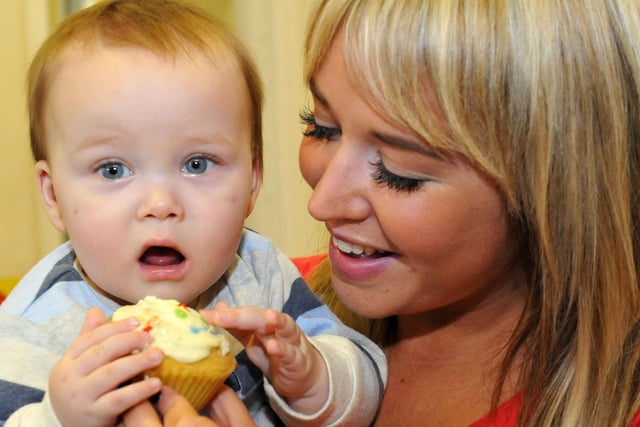 Carly Fields and Mason Barnett from Cheeky Monkeys Nursery were enjoying their cup cakes they made in aid of  Children In Need.
