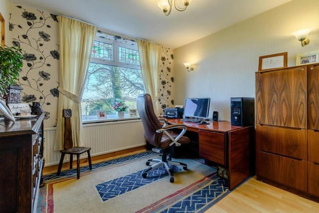 Next up is the study, which can be found next to the dining room. A stylish room, with a laminate floor,  radiator and two wall-light points, it also offers wonderful views. Just the job if you're working from home.