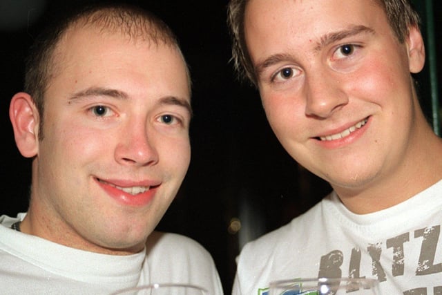 Stuart Alcock, John King on a night out in 2003