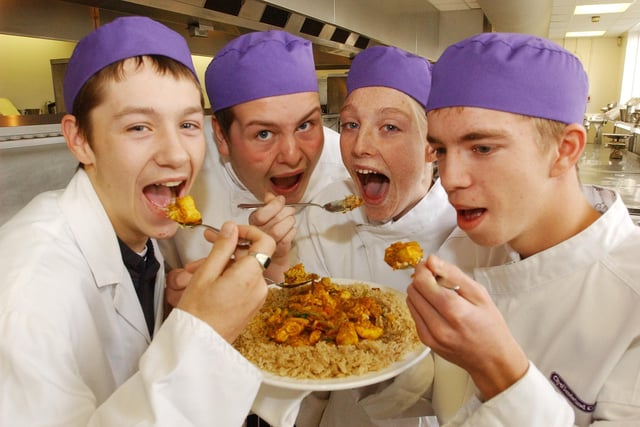 These students at the City of Sunderland College catering department were enjoying a curry in this photo from 17 years ago. Pictured are James Brogan, Stephen Lloyd, Vicky Bute and Marc Pennock.