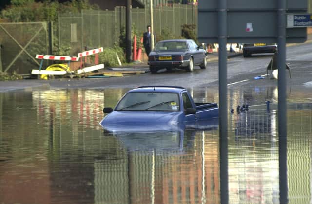 Car under water at Templeborough - November 2000