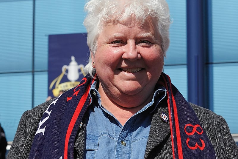 Famous crime writer and Raith fan Val McDermid - Raith Rovers against Dundee United FC at Hampden Park, Glasgow in the semi-final of the Active Nation Scottish Cup