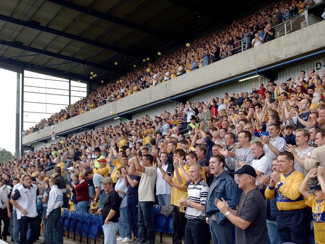 Stags fans watch their side lose 2-0 in the home derby with Chesterfield.