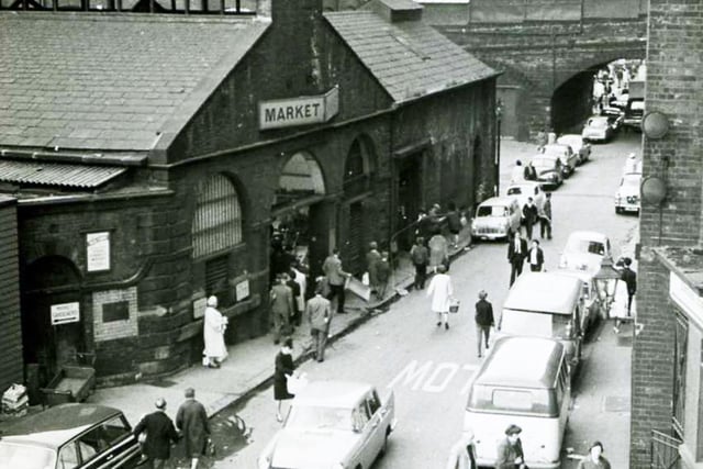 The old market at Shude Hill, Sheffield, July 1965