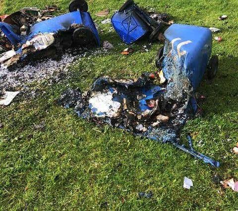 The bin that was stolen and set on fire in Woodhouse, Sheffield