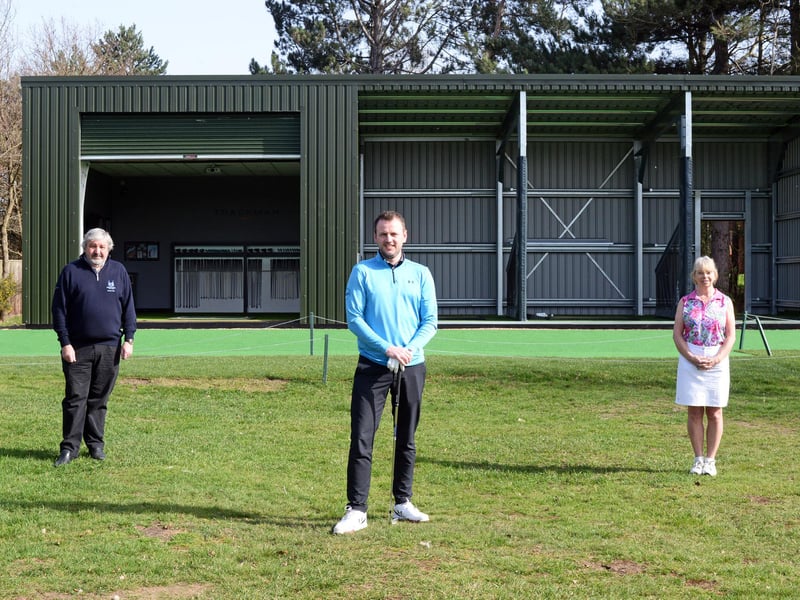 Club captain Ian Hughes, PGA head professional Daniel Hood and lady captain Kay Vickers, pictured by the new Teaching Academy.