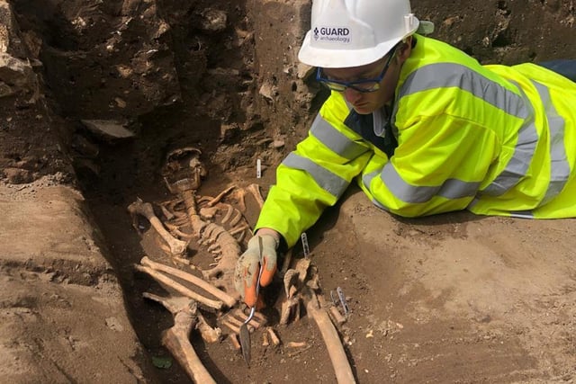 Other key discoveries included a 17th century cannonball and the remains of a large stone wall, found beneath the junction of Bernard Street and Constitution Street, where a statue of Robert Burns was temporarily removed to accommodate the works.