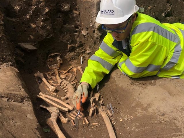 Other key discoveries included a 17th century cannonball and the remains of a large stone wall, found beneath the junction of Bernard Street and Constitution Street, where a statue of Robert Burns was temporarily removed to accommodate the works.