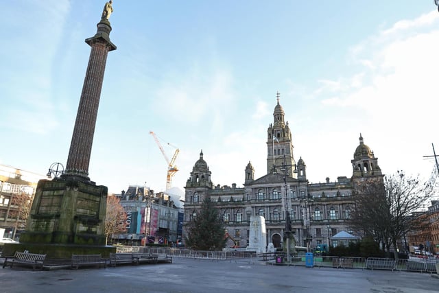 George Square in Glasgow, the morning after stricter lockdown measures came into force