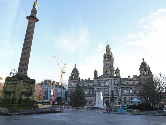 George Square in Glasgow, the morning after stricter lockdown measures came into force