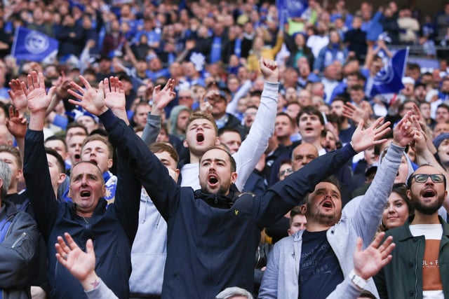 Pompey fans at Wembley in 2019.