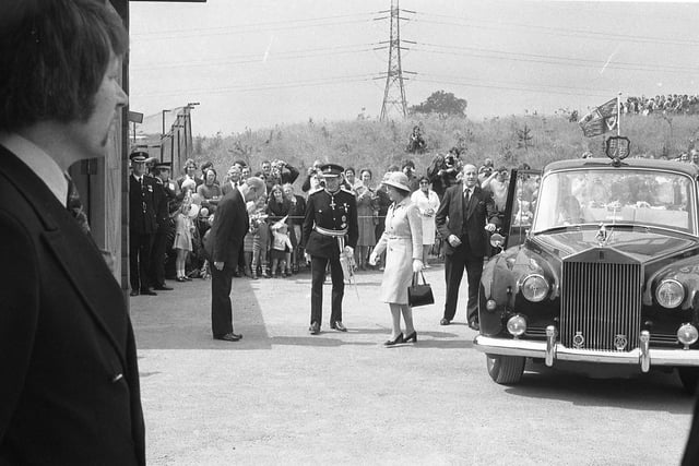 Arriving in style for her Royal visit in 1977.