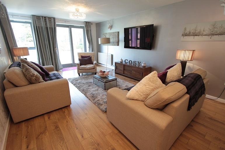 Many of the sitting rooms have doors leading to private terraces and gardens.