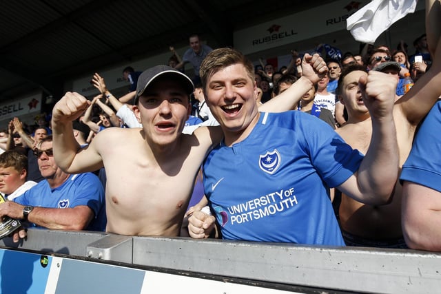 Pompey fans toast the win.