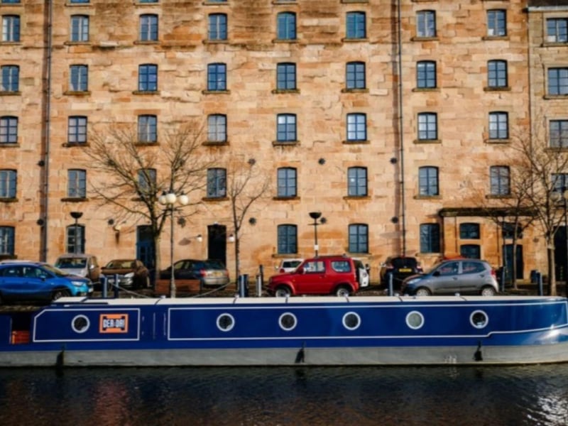 Gerda is moored on Spiers Wharf, near Glasgow City Centre.