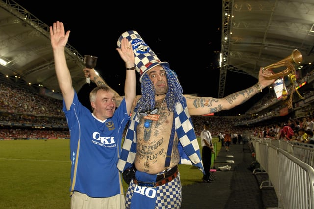 Pompey supporters Paul Banks and John Westwood.