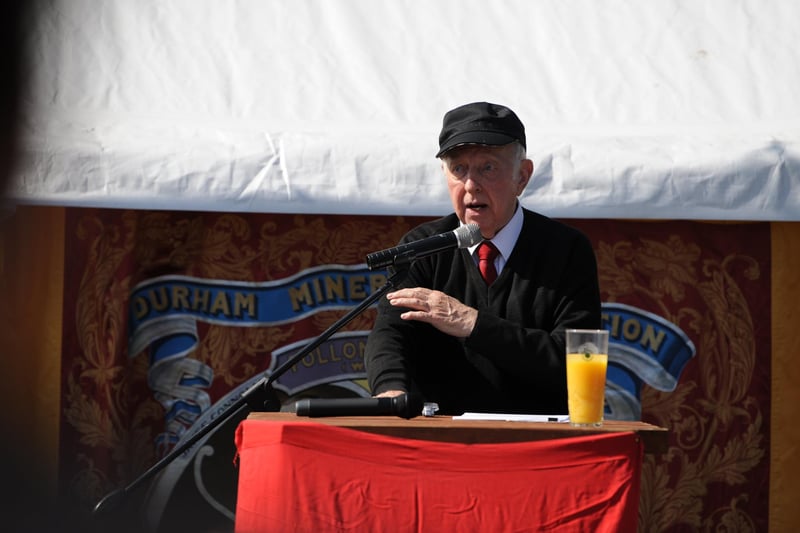 Jarrow's Rebel Town Festival - guest speaker Arthur Scargill addressing the crowd.