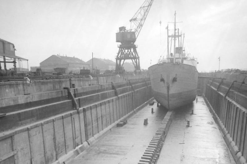 An unidentified ship in the Gray’s Graythorp dry dock. Photo: Hartlepool Museum Service.