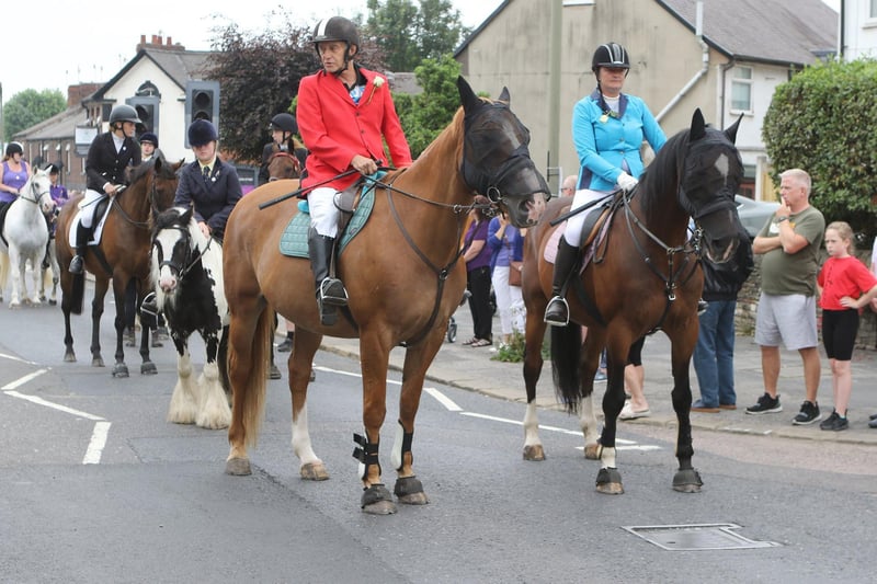The procession along Sheffield Road. Many fellow equestrians, both local and from elsewhere in the UK, paid their respects today.