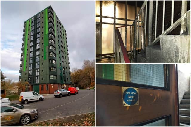A resident at the Newfield building on Callow Drive said they had to raise alarm to a fire by shouting it from a lift.