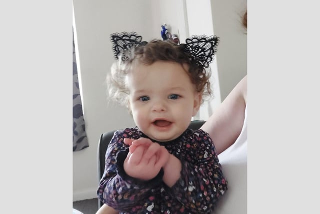 Six month old Ava spent her first Halloween dressed as a cat!