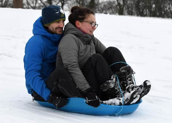 David Clemmens and Maoome Johnson sledging at Norfolk Heritage Park in 2018. Photo by Andrew Roe.