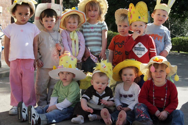 Children at The Pines nursery in Ilkeston model their Easter bonnets in Ilkeston in 2007.