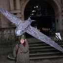 Sheffield Swift Network campaigner Chet Cunago with Hannah the swift at a rally outside Sheffield Town Hall. The group presented a petition to the council, calling for swift bricks, which have nesting holes in them, to be mandatory on all new-build city homes