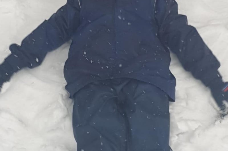 Maria sent this in saying; "My grandson making snow angels something I never thought he'd ever do cause he has sensory issues. So proud of him". And so are we Maria, so are we.