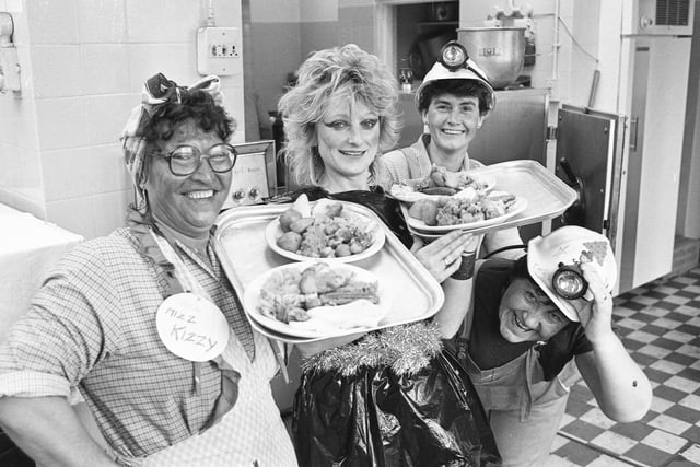 Dressed up for the last Christmas lunch at New Herrington Colliery canteen are (left to right) Bell Armstrong, Anne Hughes, Sandra Pickford and Margaret Beck in 1983.