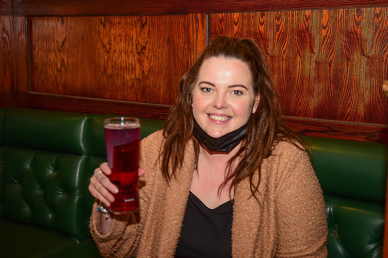 Amy Giles enjoys a drink indoors at the Albion Gin & Ale House, Jarrow.