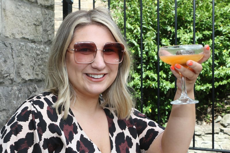 Lizzie Kelly enjoys a tipple at the Arches Bar