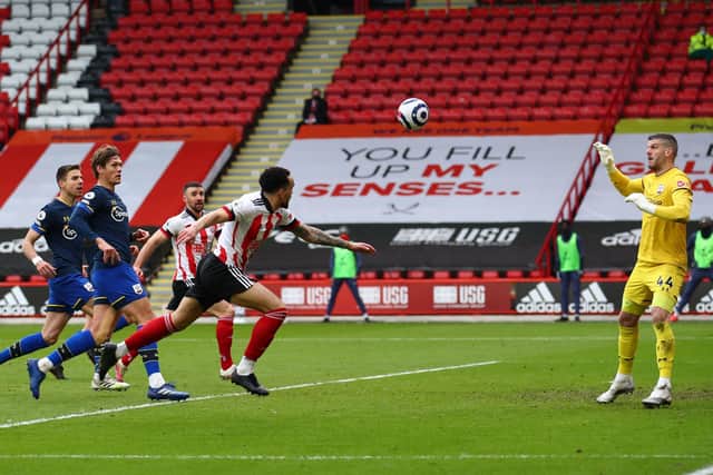 Kean Bryan in action for Sheffield United against Southampton: Simon Bellis/Sportimage